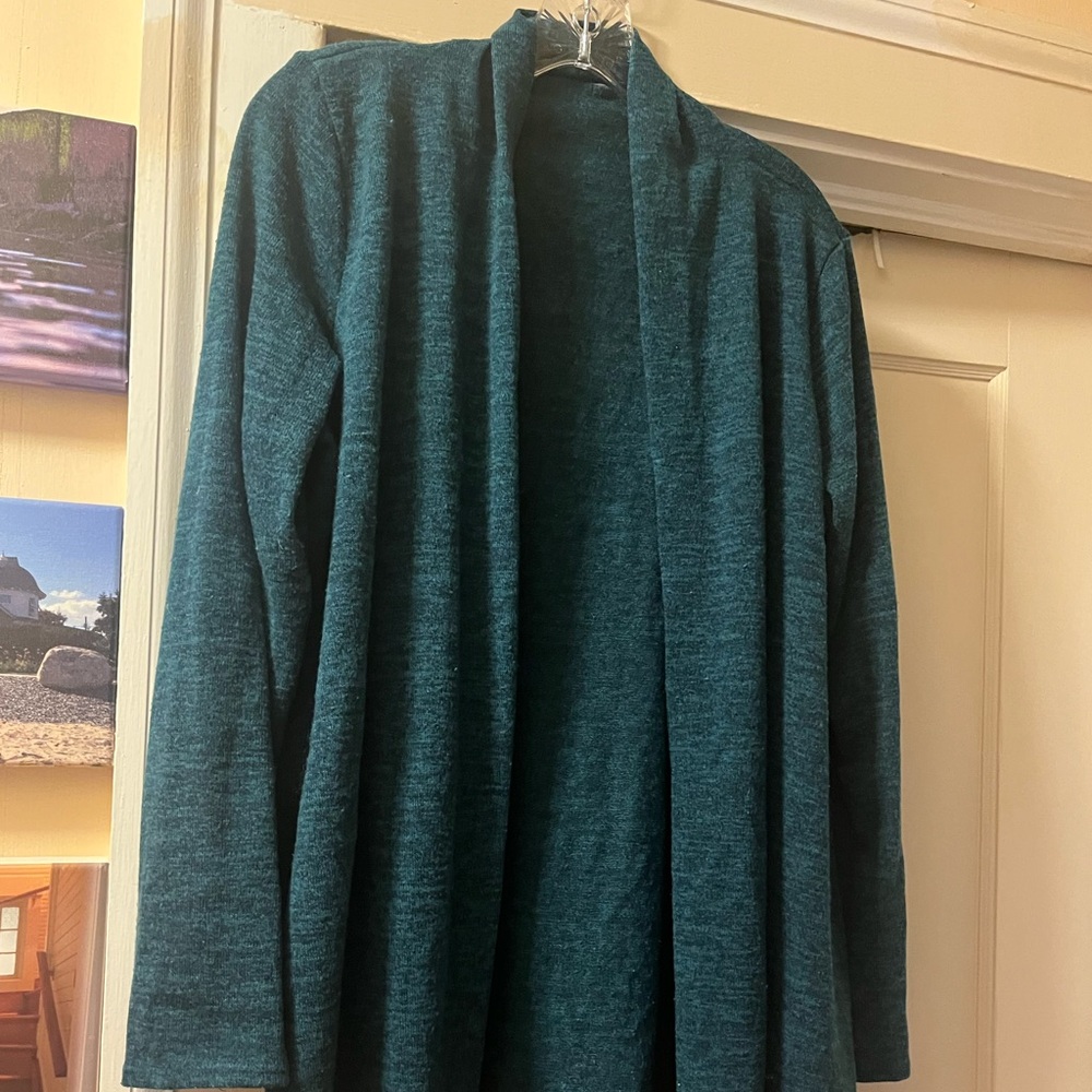 Teal Open Front Cardigan